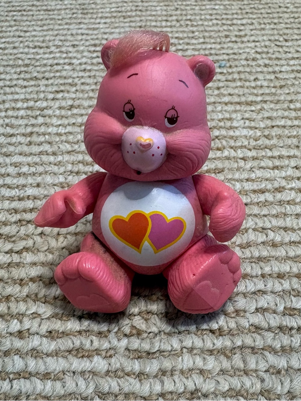 Vintage 1980s Care Bears Love-a-Lot Bear Poseable Figure